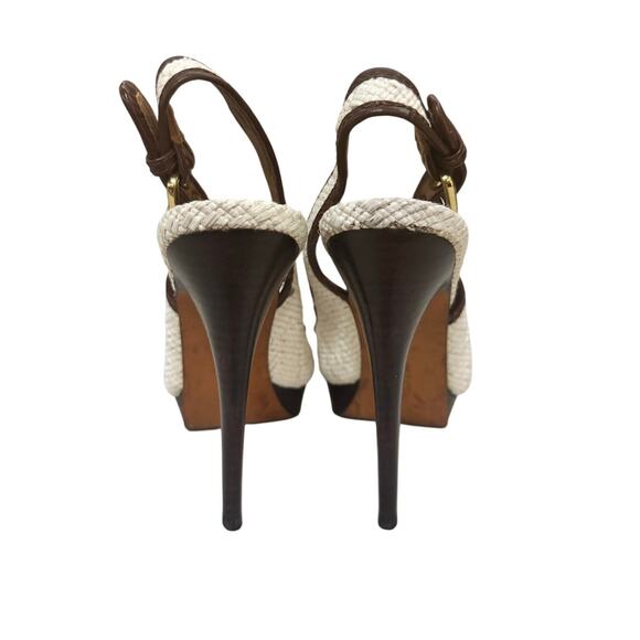 Zara Woman Brown Leather Tassel Heels Size 39 EU / 8.5 US Platform Woven - Picture 8 of 9